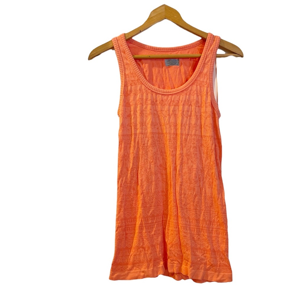 Athleta tank top medium orange coral color print athletic